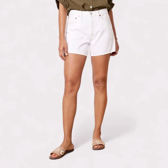 AGOLDE Parker Long Short Sz 29 White Denim Clean HemEuro Summer Aesthetic